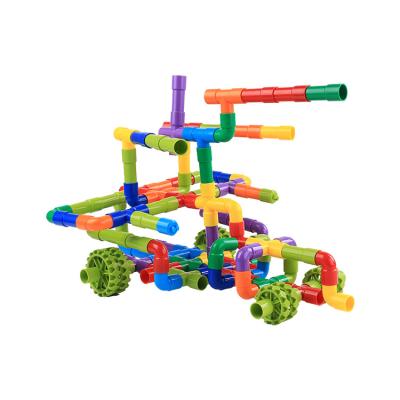 China Toy Customized Logo Safe Educational Model Plastic Kid Pipe Building Blocks Building Toy for sale