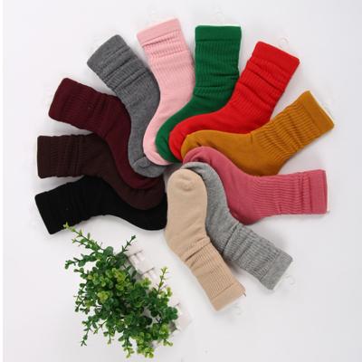 China 2021 Candy Colored Baby Kids QUICK DRY Slouch Non-slip Knitted Korean Version Stacked Socks Medium Tube Cotton Cute Kids Girls Sock for sale