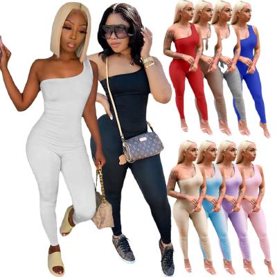 China new Anti-wrinkle 5 color ready to ship casual women's rompers one shoulder slim fit overalls for sale