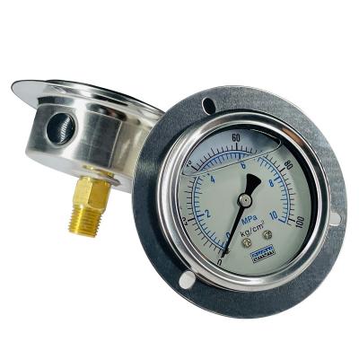 China Radial Mount Type Oil Filled Hydraulic Pressure Station Stainless Steel Case Pressure Gauge YN-60 Pressure Gauge for sale