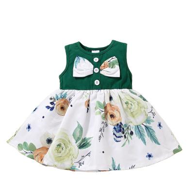 China Breathable Baby Dress Summer 1 To 3 Years Sheaths Floral Printing Kids Girls Dress With Headband Toddler Dresses for sale