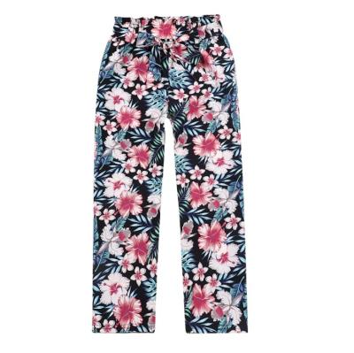 China Wholesale Breathable Girls Pants Summer 4 To 12 Years Accept Custom Made Soft Floral Kids Girls Wide Leg Pants for sale