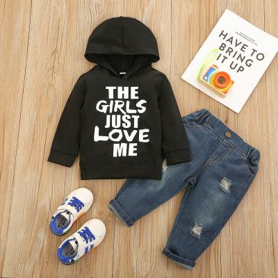 China Casual 1 to 4 Years Old Boys Clothing Sets High Quality Autumn Kids Boys Clothes Cotton Letters Hoodies Denim Pants for sale