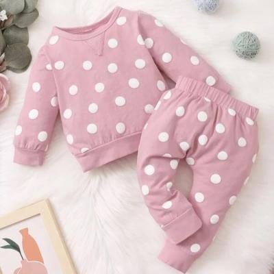 China Breathable Kids Outfits Children Printing Polka Dot Print Pullover And Sweatpants Babies' Pants Sets for sale