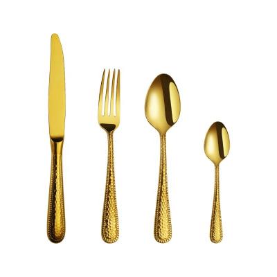 China Sustainable High End Luxury Flatware Gift Set 18/10 Stainless Steel Gold Plated Wedding Flatware Set for sale