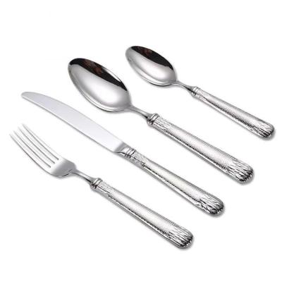 China 18/10 High Level Hollow Handle Viable Luxury 4 Piece Stainless Steel Silverware Wedding Flatware Set for sale