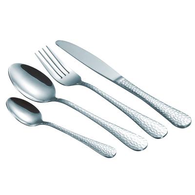 China Viable Hammered Luxury Outdoor Stainless Steel Flatware Flatware Set OEM/ODM Engraving Set for sale