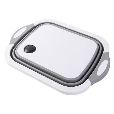 China Amazon Hot Selling Viable Multifunctional Portable Silicone 3-in-1 Collapsible Collapsible Wash Cutting Chopper Basin for sale