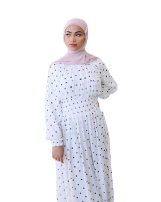 China Polyester Kaftan Dress Solid Color Middle Eastern Muslim Moroccan Top For Women Party Wear Women Muslim Dress for sale