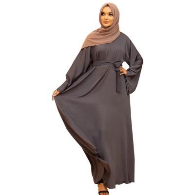 China 2021 New Polyester Sale Abaya Dubai Dress Solid Color Muslim Middle East Muslim Islamic Clothing for sale