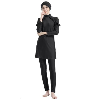 China Breathable All Muslim Swimwear Women Sets 2Pcs Black Modern Islamic Muslim Swimwear for sale