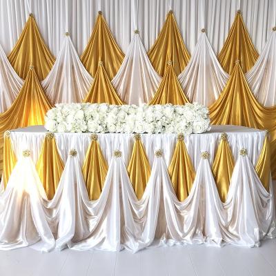 China washable ice silk table skirt tablecloth for party wedding hotel for sale