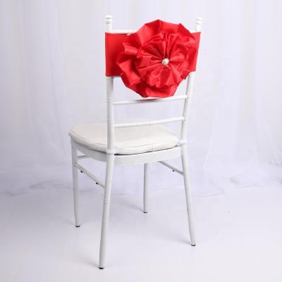 China Red SPANDEX Flower Chair Sash Decorations For Outdoor Hotel Party Wedding Chair Display for sale