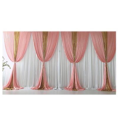 China POLYESTER August New Arrival White Curtain 2020 blush rose gold ice silk sequin drape backdrop wedding birthday party decoration for sale