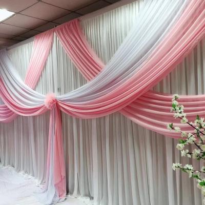 China Ice Silk Arriaval New White Pink Pink Swag Drapes For 3mx6m Curtain Wedding Party Decoration for sale