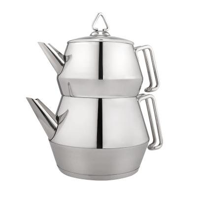 China Hot Selling Top Double Wall Viable Promotional Listing Samovar Kettle Pot Turkish Tea Maker Stainless Steel Gas Stove for sale