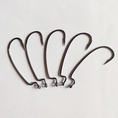 China Alpha Wholesale Single Black Nickel 9001 Worm Hook Fishing Hooks High Carbon Steel Worm Hook for sale