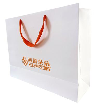 China Brand Suppliers Brand Suppliers Custom Paper Bags Logo Luxury Boutique Shopping Orange Durable Custom Handle Gift for sale