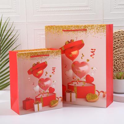 China Recyclable Custom Red Heart Balloons Small Pink Balloons Gift Box Surprise Valentine's Day Gift Pink Paper Bag for sale