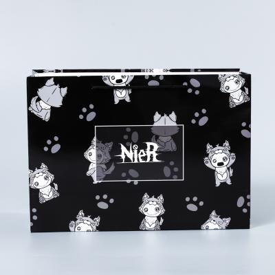 China Recyclable Custom Luxury Clothing Bag Gift Bag Retail Shopping Packaging Black Custom Bags For Clothing Store for sale