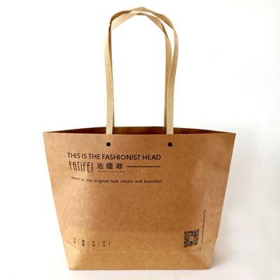 China Recyclable Logo Printing Kraft Paper Bag Vegetable Kraft Paper Bag Shopping Customization for sale