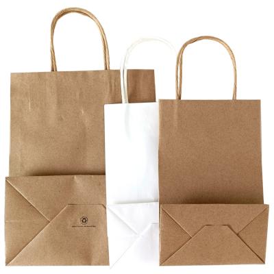 China Factory Price Recyclable Direct Gift Shopping Food Packaging Bag Kraft Paper Bag With Twisted Handle for sale