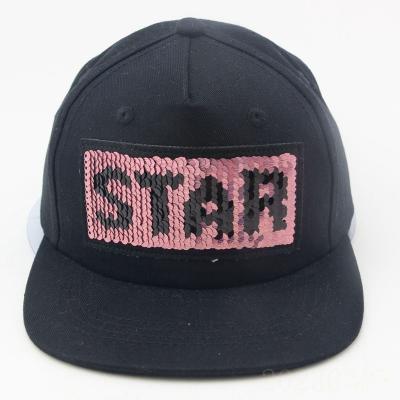 China breathable & Custom 100% Cotton Glitter Kids Snapback Hat Waterproof Cool Breathable Kids Embroidery Glitter Hats for sale