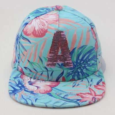 China breathable & Flower Patch Logo Spring New Fashion Unisex 6 Panel Hip Pop Hat Cotton Full Brim 100% Waterproof Printing Flat Trucker Hats Gorras for sale