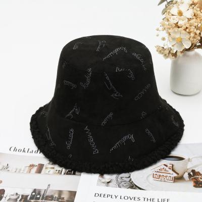 China Female fisherman striped hat autumn and winter hat lamb wool new thickened warm hats spring ins fashion basin hats for sale