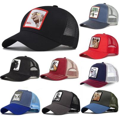 China JOINT Logo Trucker Hats Mesh Animal Patch Hats 5 Panel Cotton Baseball Sports Custom Animal Embroidered Hat For Man for sale