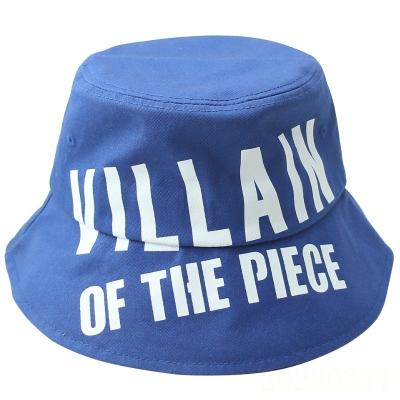 China Sunshade Manufacturer Custom Letter Printing Professional Sports Bucket Hats Embroidered Sun Protection 100% Cotton Twill Blue Bucket Hat for sale