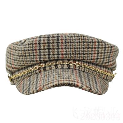 China Image Brown Houndstooth Winter Fall Hats For Men Summer Style Wool Hat Plaid Women British Poliester Brand Bone Berets Hats for sale