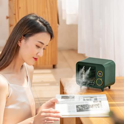 China USB Chargeable Portable Cooling Humidifying Air Cooler Hotel Mini Air Cooler Air Conditioner Shaking Head Fan for sale