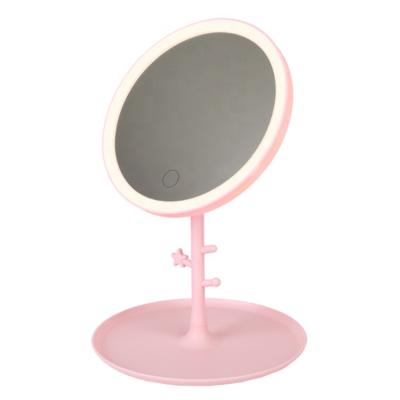 China Adjustable Rechargeable Portable Touch Magnification Rose White Led Makeup Mirror for sale