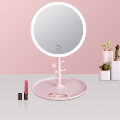 China Wholesale Smart Touch Control Led Lighted Makeup Mirror Vanity Stand Up Mirror Desk Light USB Charging Led Dressing Table Mirror for sale