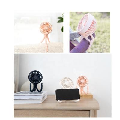 China Hotel Mini Portable USB Rechargeable Battery Fan with Tripod Flexible Clip Rotating Handy Fan for Car Bike Seat Baby Stroller for sale