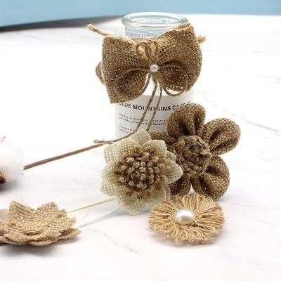 China Viable Factory Direct Selling Jute Fabric Flower Craft Handmade Flower and Bow Lace DIY Bead for sale