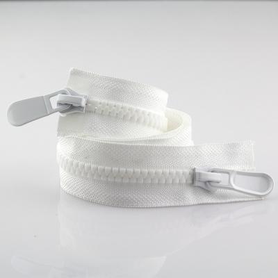 China High Quality Resin Garment Large Teeth Zipper Workable Customization 8#Zipper White Double Opening Plastic Zipper for sale