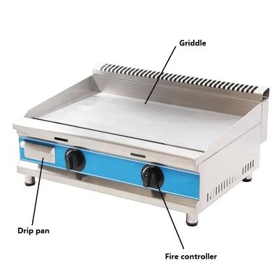 China Industrial Smooth Stainless Steel Full Stainless Steel Hotel Equipment Gas Griddle Commercial Grill for sale