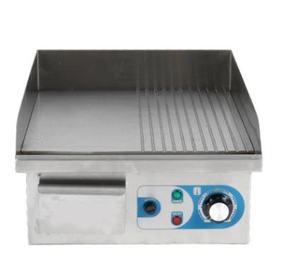 China Hotels Commercial Stainless Steel Table Top Equipment Catering Half Ribbed Flat Electric Griddle Half for sale