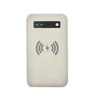 China Wireless Charging Straw Wheat Fiber Power Banks Biodegradable Eco Friendly Power Bank Portable Straw Wheat Wireless Charging Pad for sale