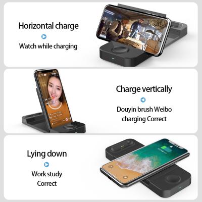 China LED display the new style QI multifunctional charger 3 in 1 pad fast charging wireless charger for smart phone earbuds watch for sale