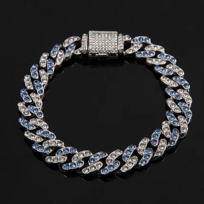 China Trendy 20cm diamond chain bracelet Hip Hop Cuba men European and American style women and fashion jewelry accessories for sale