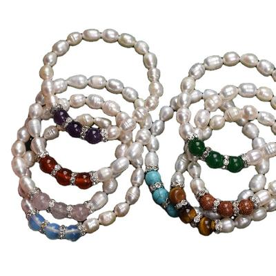 China FASHIONABLE Wholesale Natural Freshwater Agate Bracelet Women's Elastic String 7mm Creative Mixed Jewelry Gifts for sale