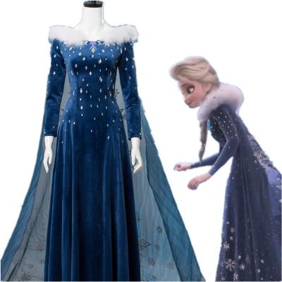 China Costume The Adult Elsa Dress Cosplay Costume For Women Halloween Carnival Cartoon Ice And Snow Adventure Anime Costume Dress for sale