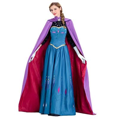 China Ice Queen and Snow Princess Anna Anime Dress Adult Elsa Dress Cosplay Costume Women Halloween Carnival Cartoon Costumes for sale