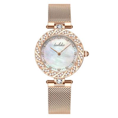 China Trendy Fashion Diamond Ladies Fancy Quartz Fritillary Dial Wrist Watch Stainless Steel Wrist Watch for sale