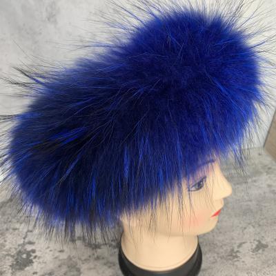 China Autumn and winter headband real fur hair decoration hair band luxury wide warm empty top hair accessories for sale