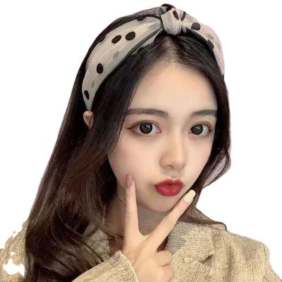 China New Organza Hair Band Retro Wave Knotted Wide Edge Face Wash Hair Accessories High Quality Nod Headband for sale