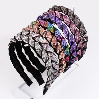 China 2022 fashion diamond bling bling braiding twisting headband unique fancy hair band french twist hair accessories for sale